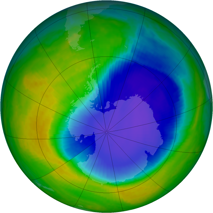 Antarctic ozone map for 04 November 1999